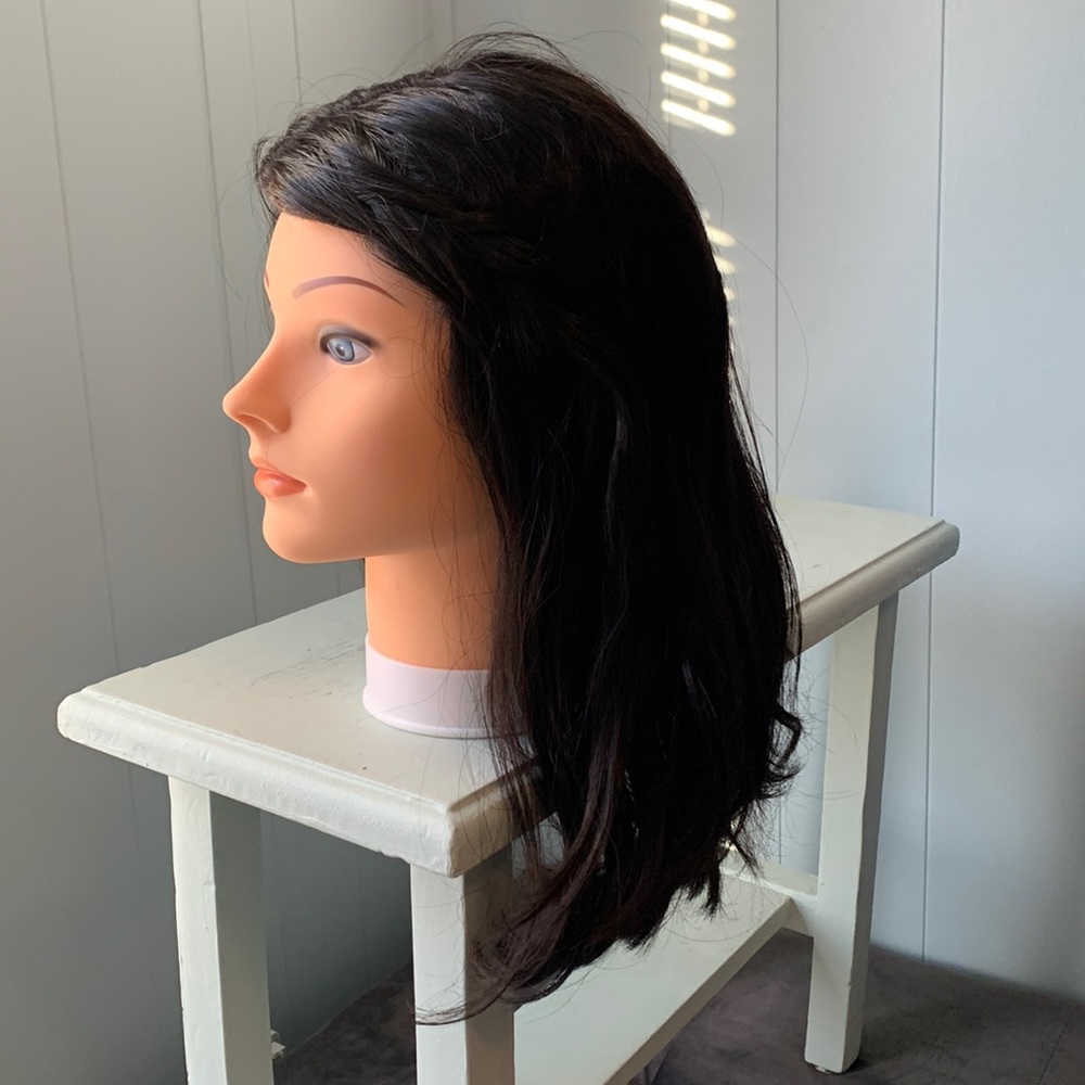 Real hair wig in deep brown / black hair